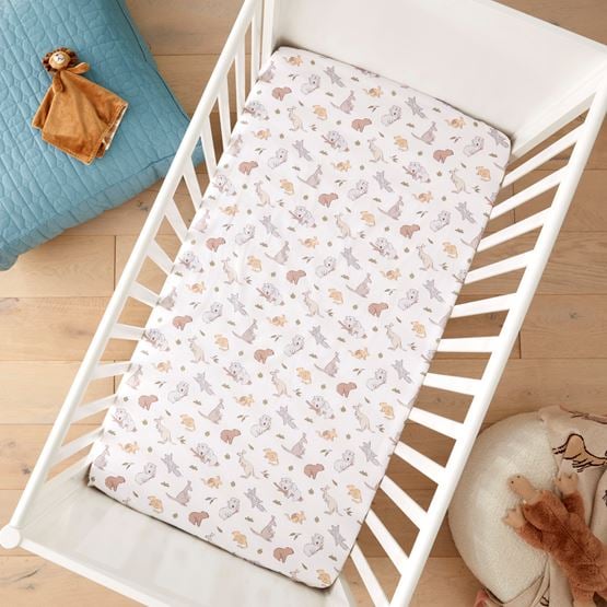 Little Animals Of Oz White Baby Fitted Sheets 2pk