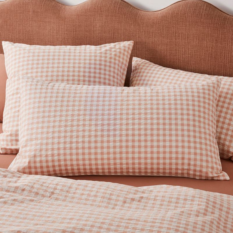 Talia Pink Sand Check Pillowcases
