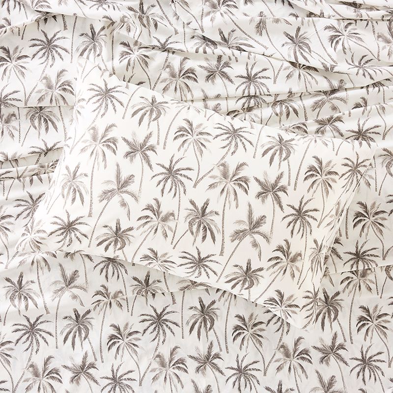 Printed Airlie Palm Charcoal Sheet Set | Adairs