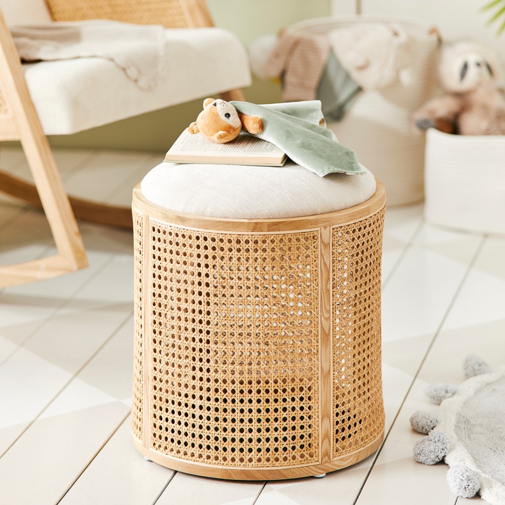 Arden Rattan Natural Storage Foot Stool Adairs