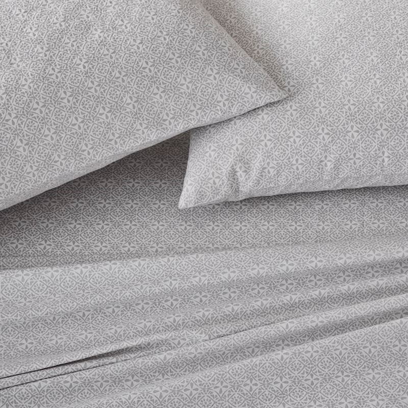 Printed Silver Moroccan Flannelette Sheet Set | Bedroom | Adairs