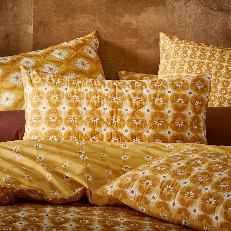 Wilma Mustard Quilted Pillowcase | Adairs