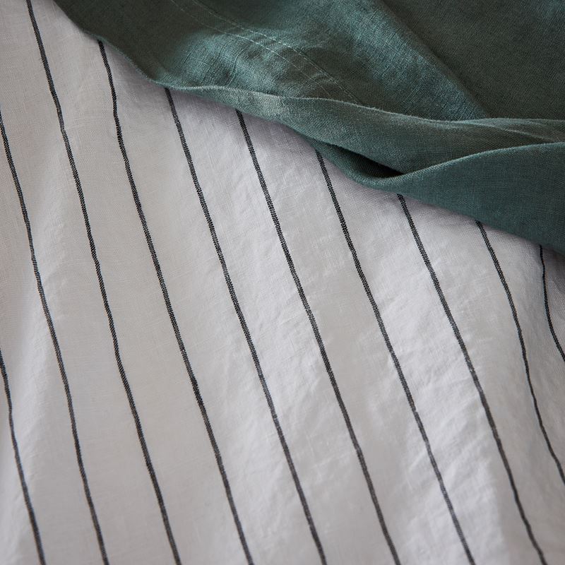 Vintage Washed Linen Onyx Stripe Quilt Cover Separates | Adairs