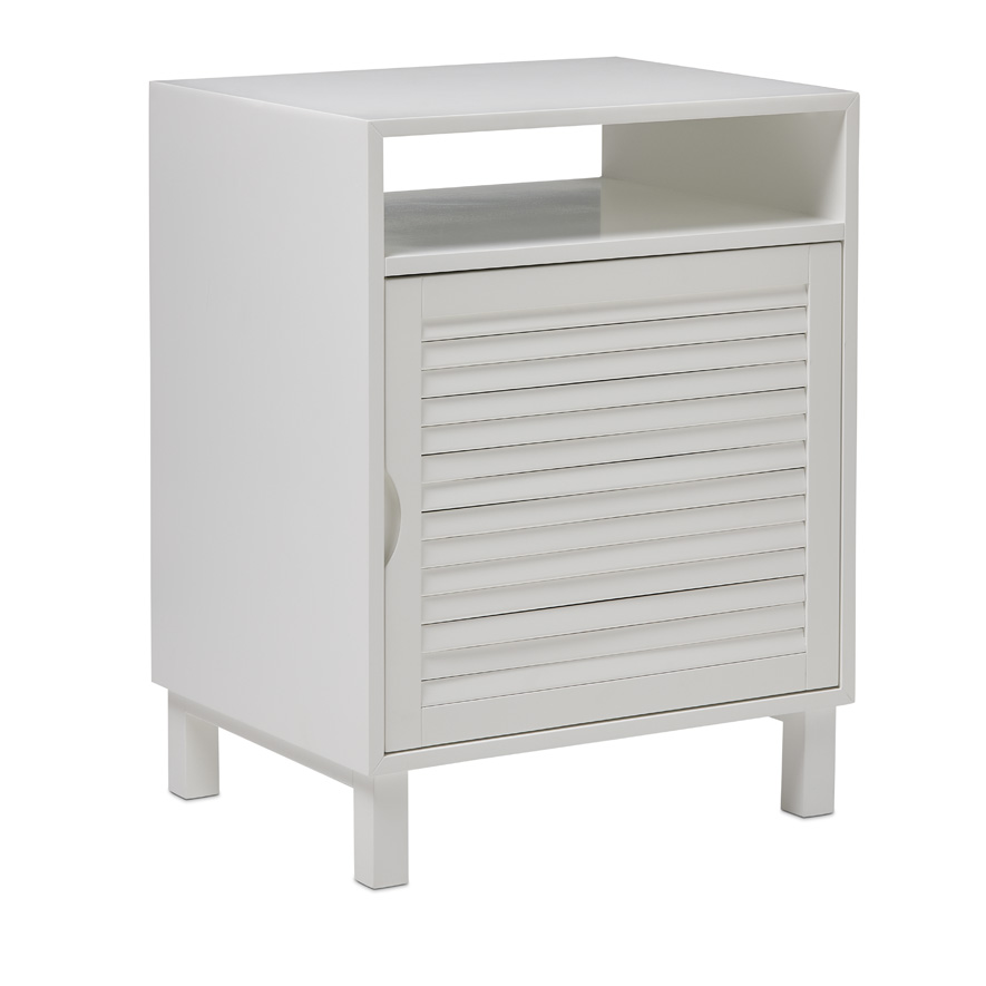 white side table with door