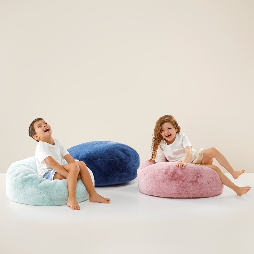 Adairs Kids Faux Rabbit Fur Soft Mint Floor Cushion Adairs