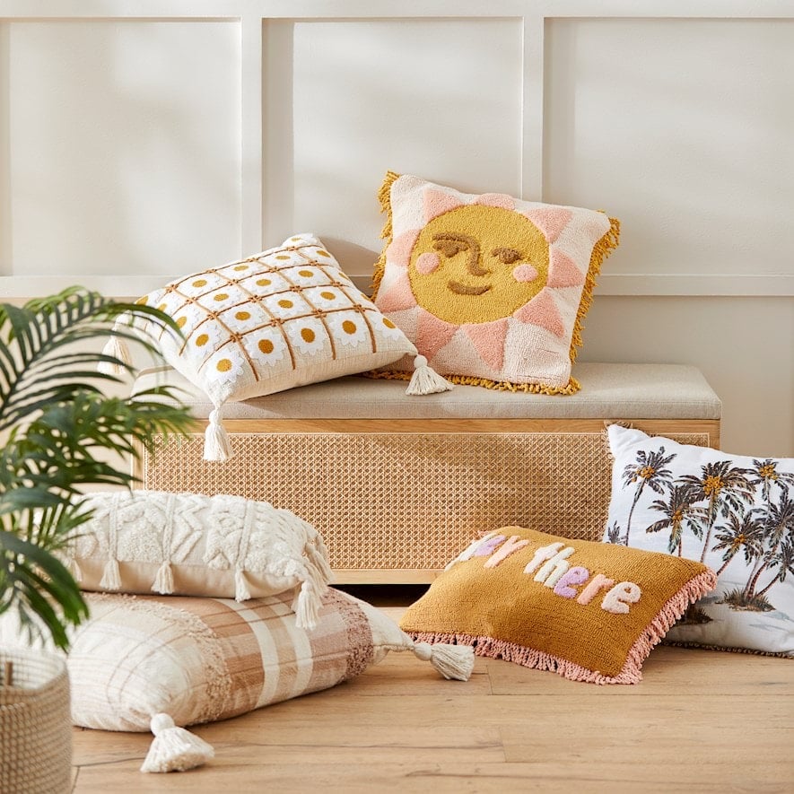 Yellow happy hot sale pillow