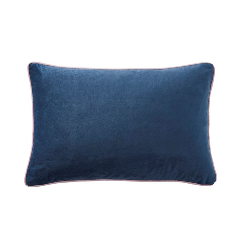 Munro Navy & Lilac Piped Velvet Cushion | Homewares | Adairs