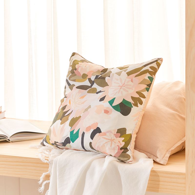 Kimmy Hogan Blush Linen Cushion | Adairs