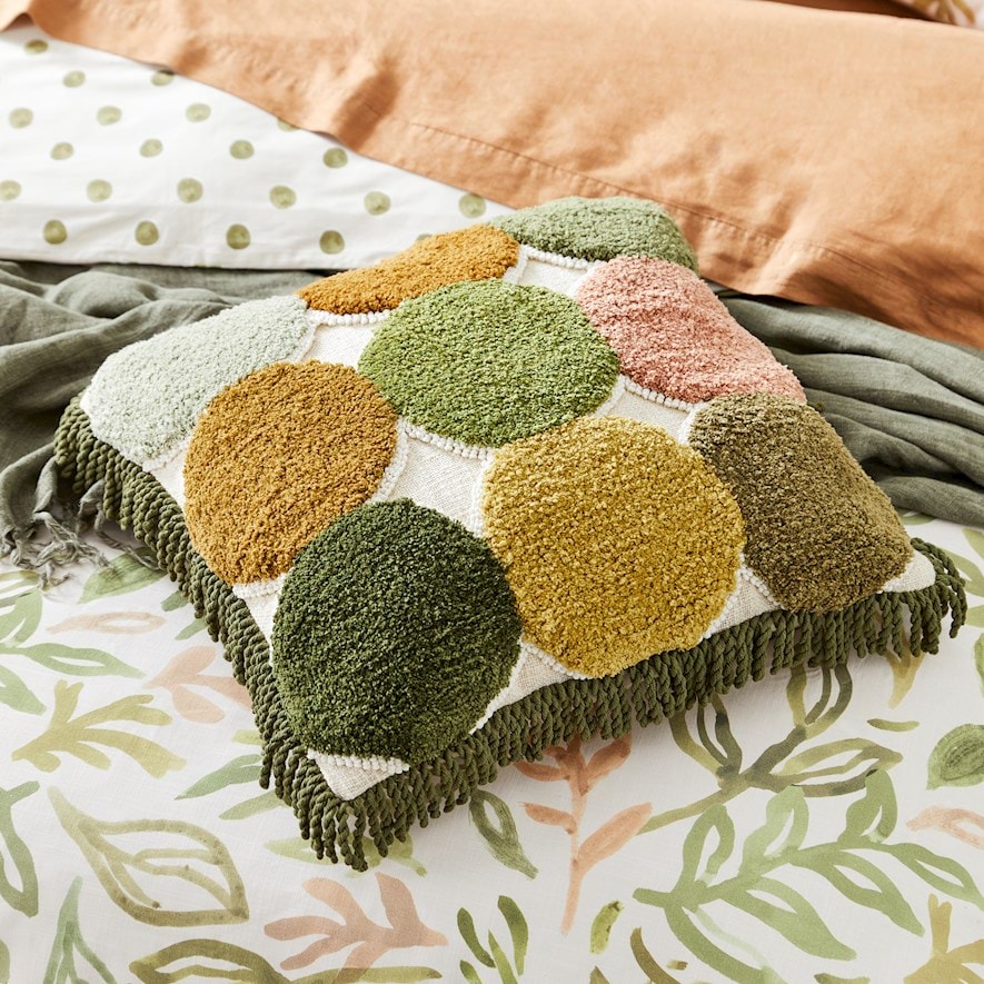 Dot Tufted Green Cushion Adairs