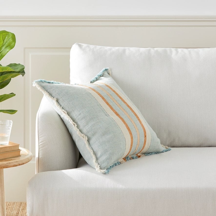 Indra Blue Linen Cushion Adairs