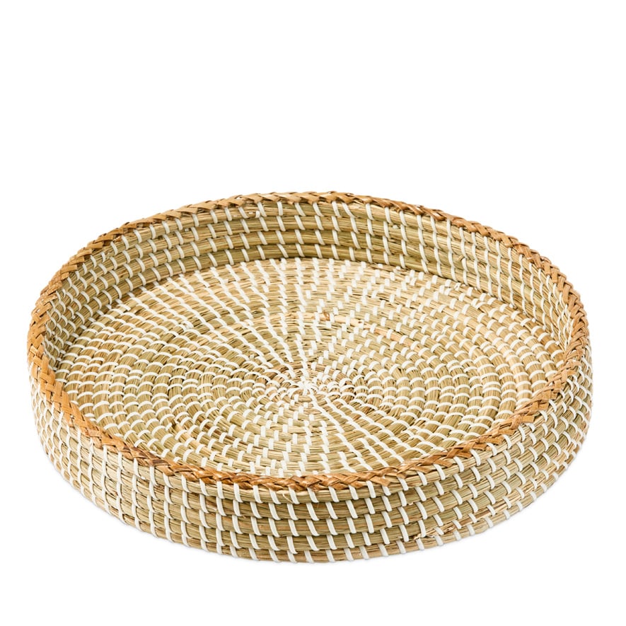 Elwood Natural & White Round Tray | Adairs