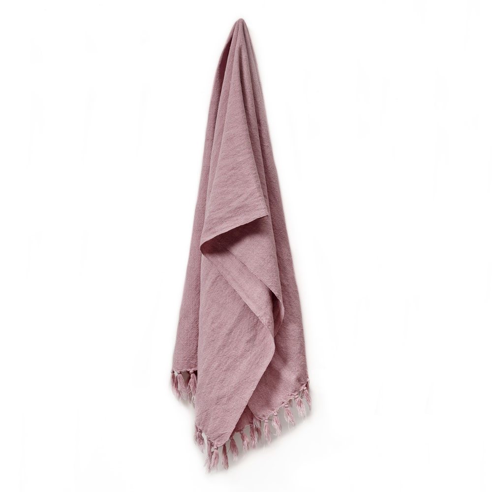 Home Republic Vintage Washed Linen Cotton Soft Pink Throw