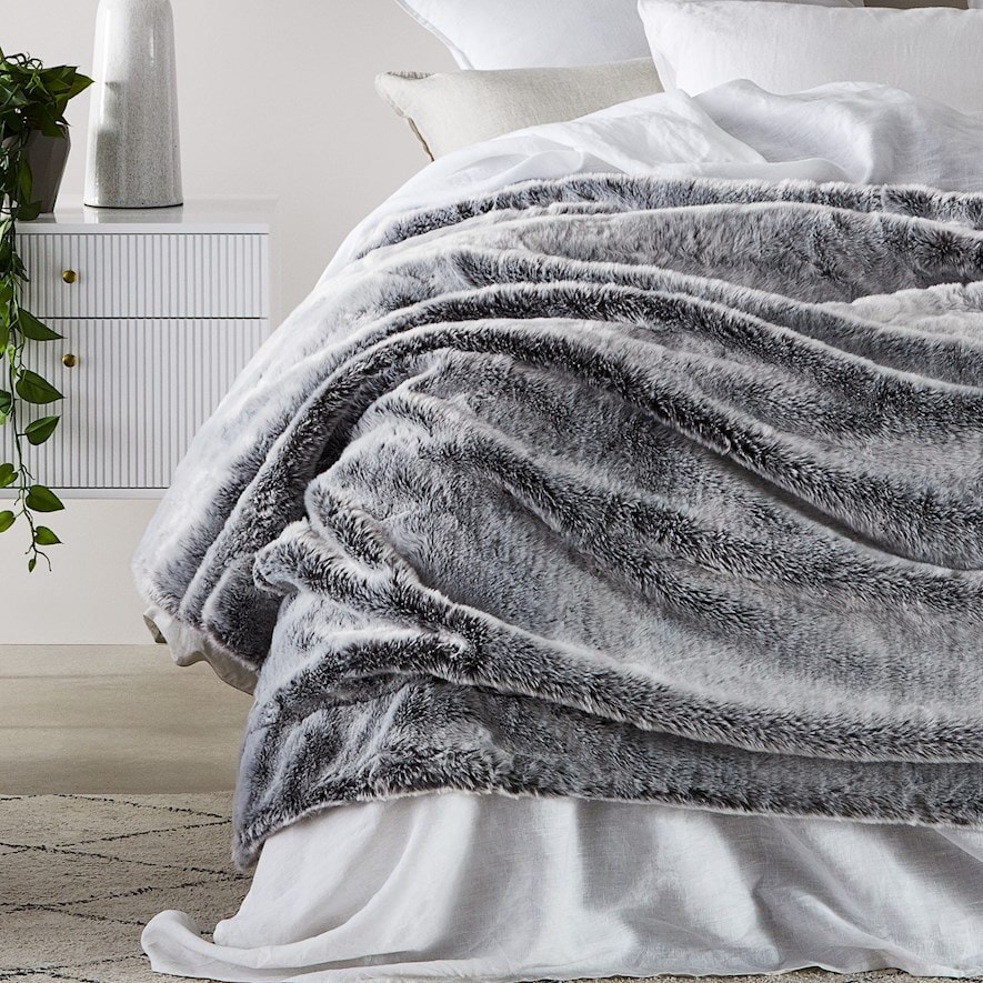 Montana Grey Wolf Fur Blanket Homewares Adairs