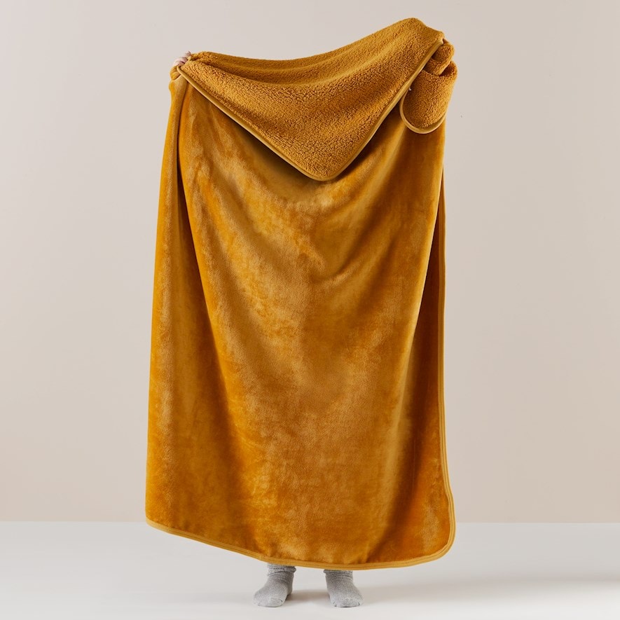 Sherpa Mustard Throw | Homewares | Adairs