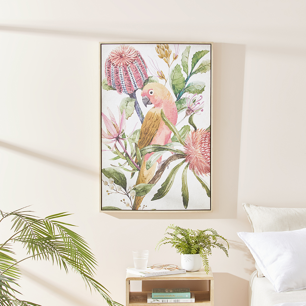 Flora & Fauna Peach Parrot Canvas | Adairs