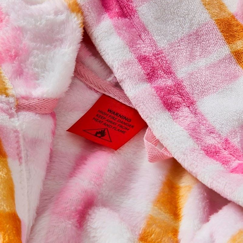 Adairs Kids - Ultra Soft Pink & Mustard Gingham Kids Bath Robe | Adairs