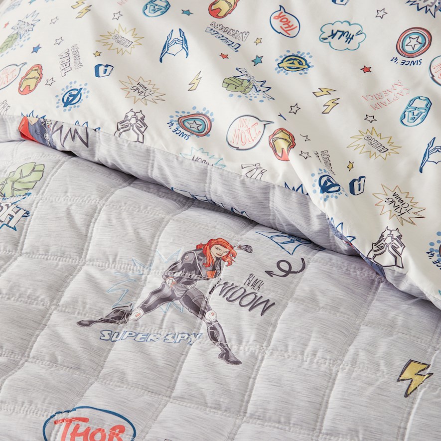 Marvel Avengers Grey Marle Quilted Quilt Cover Set Adairs