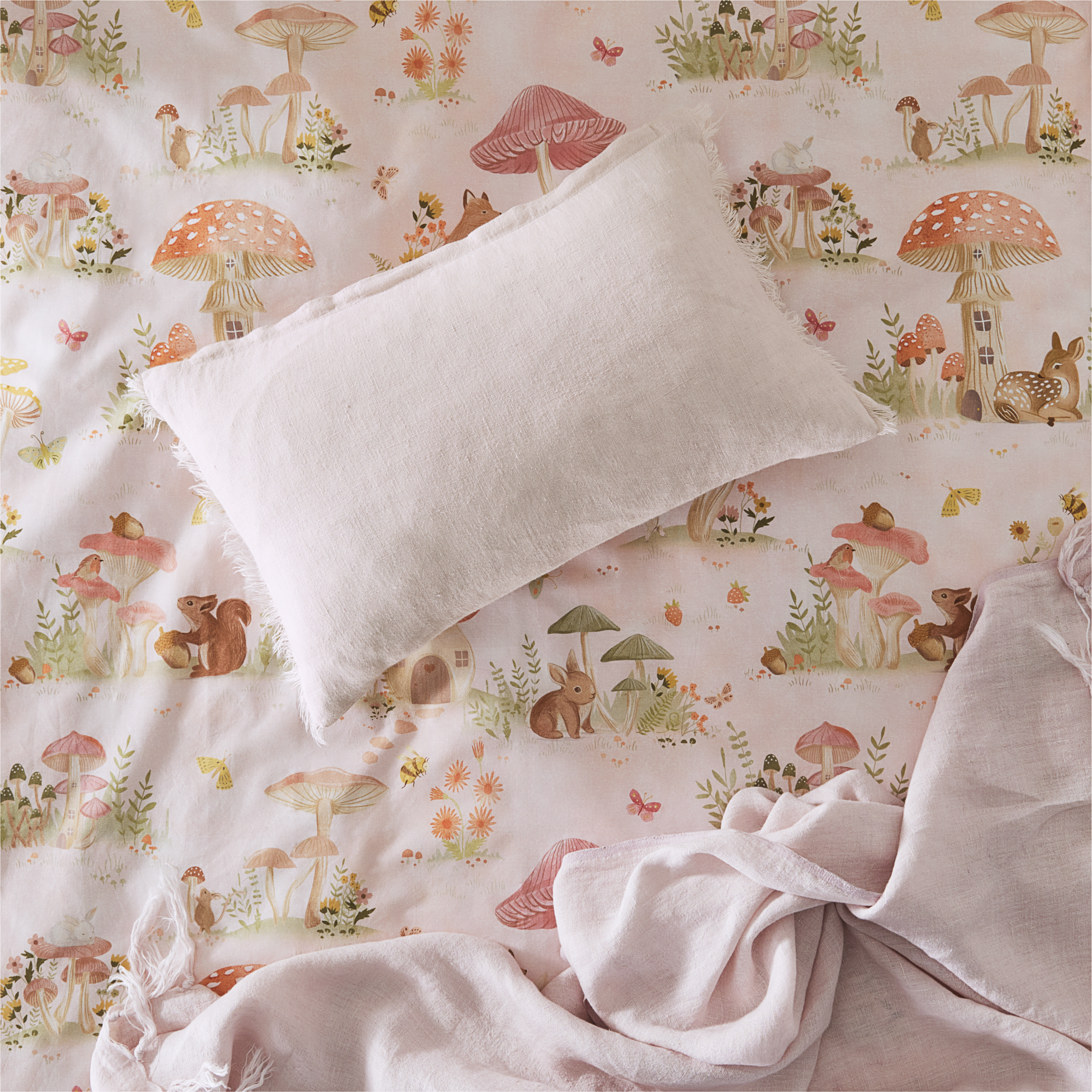 Adairs Kids - Quincy Powder Pink Linen Cushion | Adairs