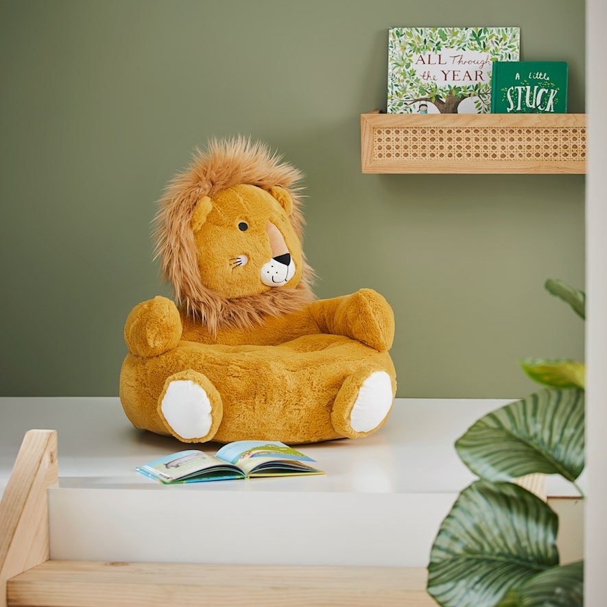 Adairs Kids Animal Tan Lion Cuddle Chair Adairs