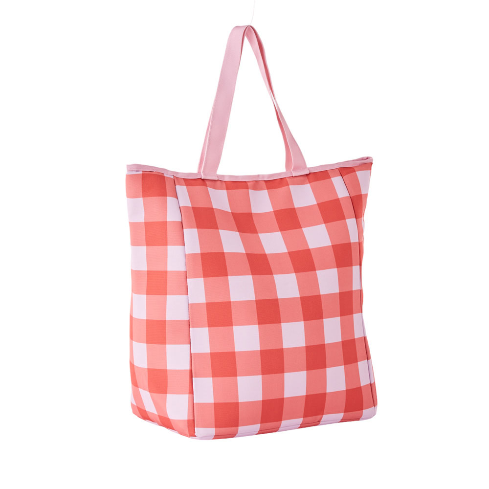 Pink and Red Gingham Canvas Beach Cooler Bag | Adairs