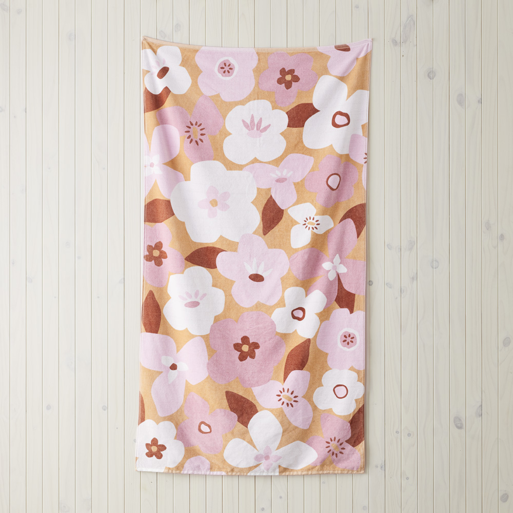 Pink floral online towels