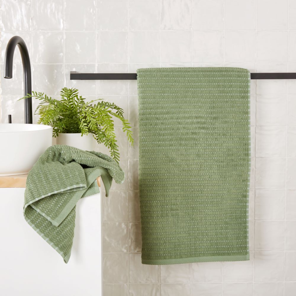 Navara Ribbed Pine Cotton Bamboo Towel Range Adairs