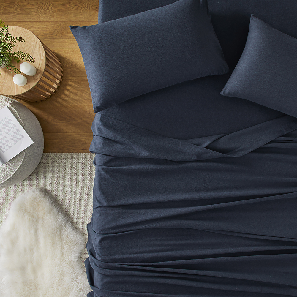 Flannelette Navy Plain Dye Sheet Set | Adairs