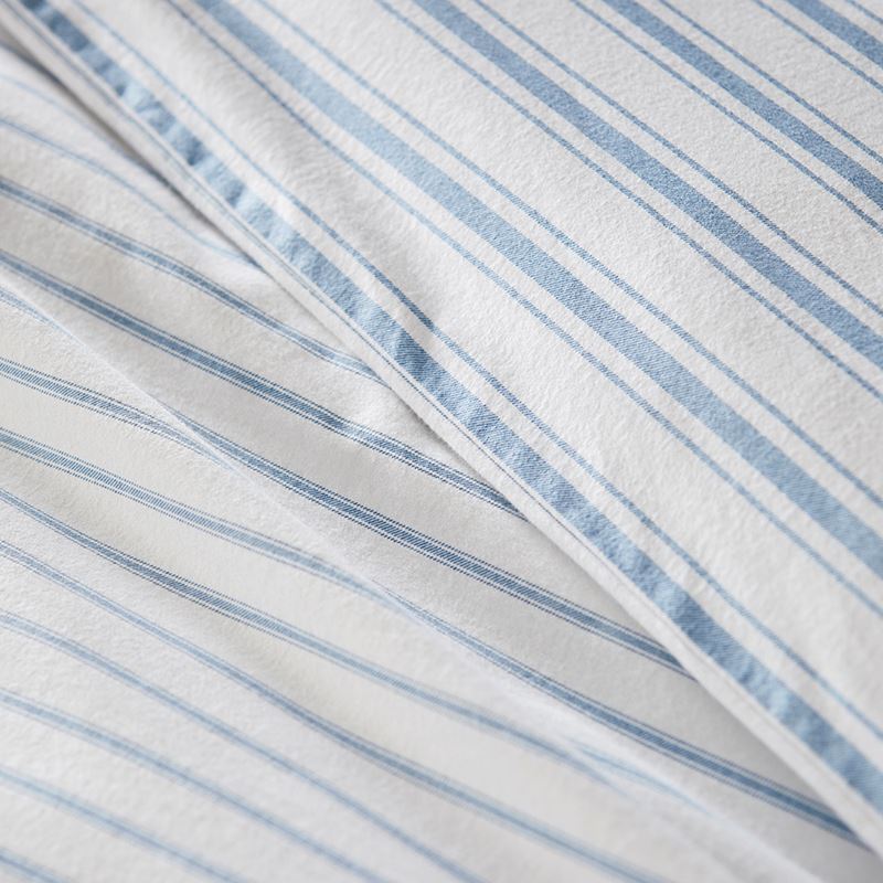 Flannelette Printed Steel Blue Ticking Stripe Quilt Cover Set | Adairs