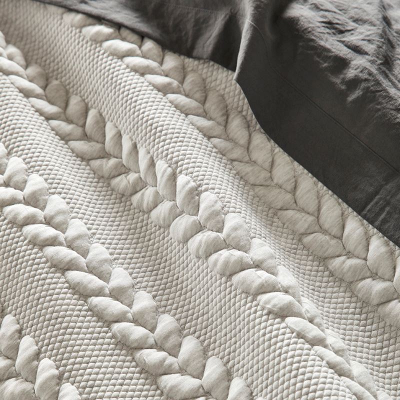 Jersey Cable Grey Quilted Quilt Cover Set