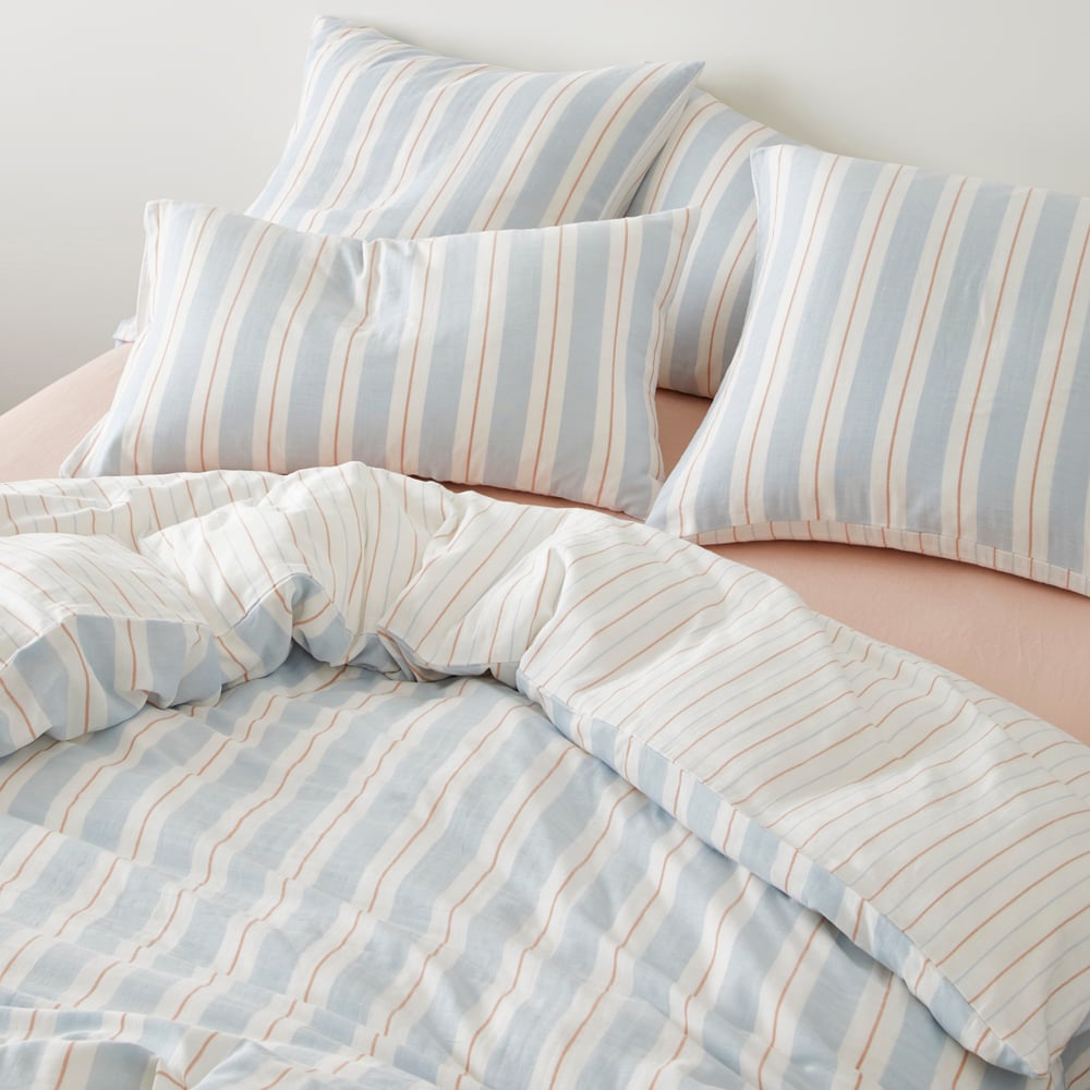 Cove Sky Blue Stripe Quilt Cover Set + Separates | Adairs