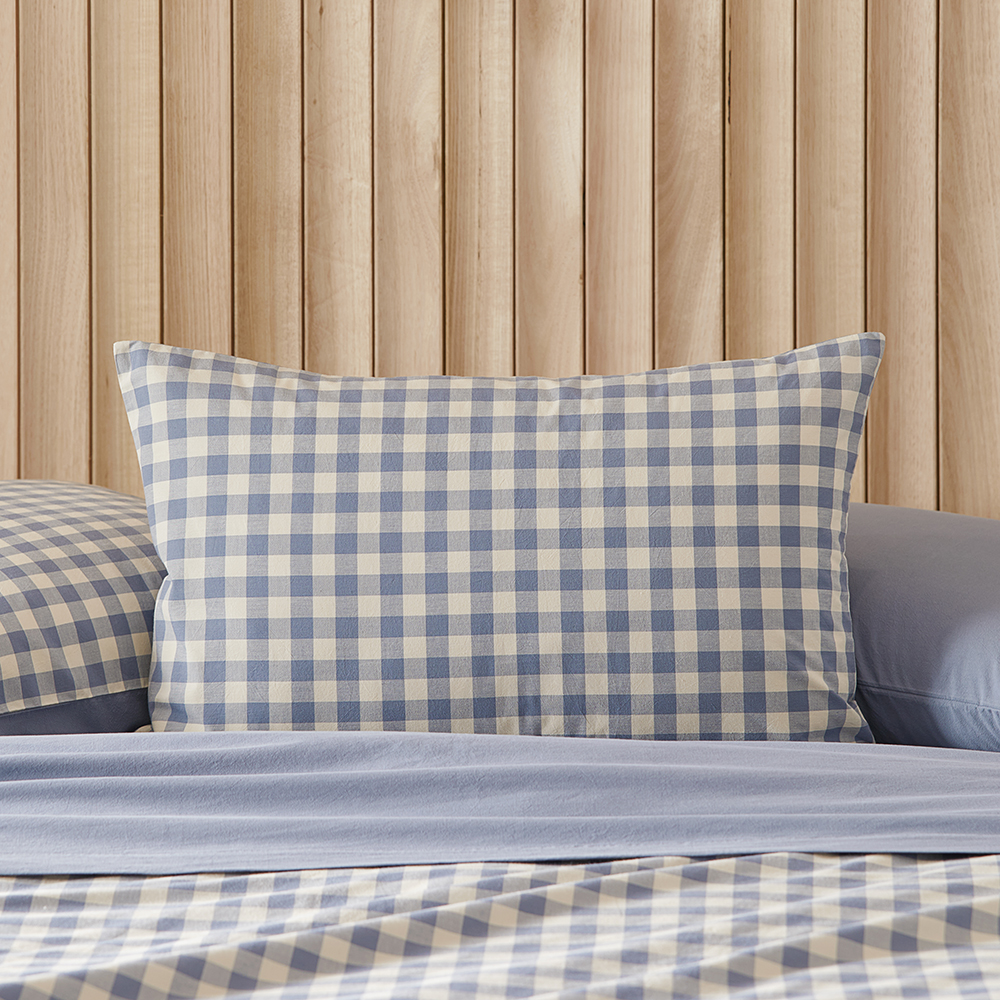 Blue gingham pillow hot sale