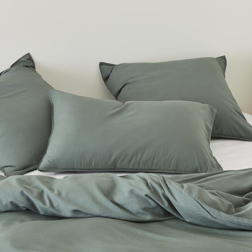 Bamboo Linen Twin Needle Cypress Pillowcases | Adairs