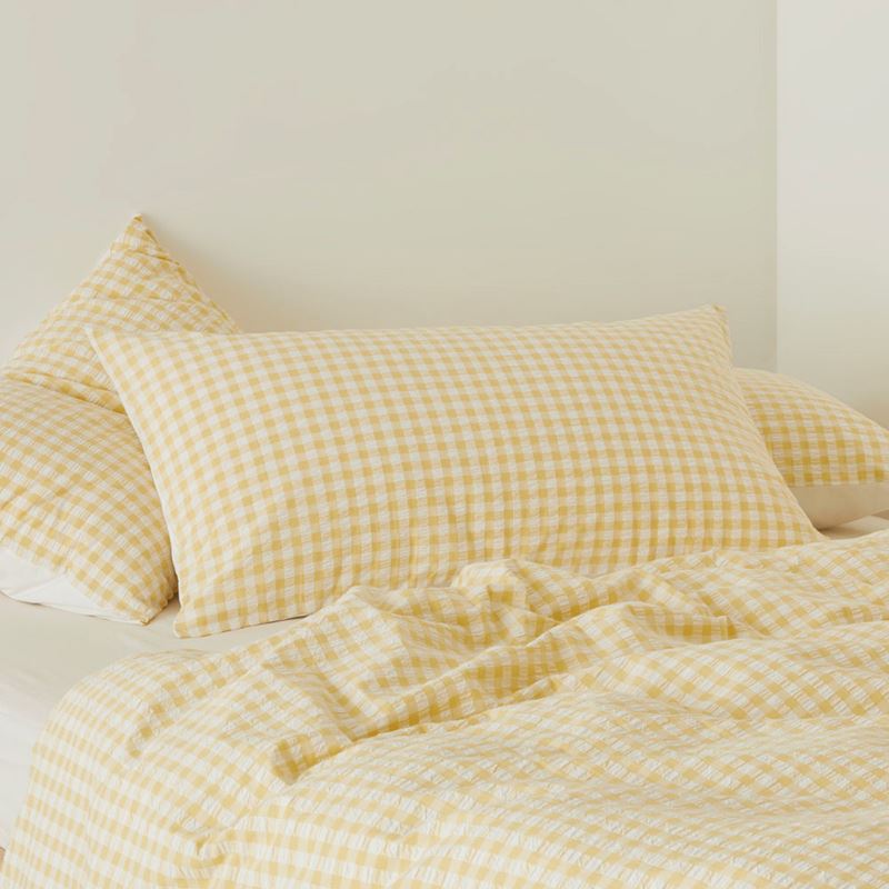 Talia French Butter Check Pillowcases | Adairs