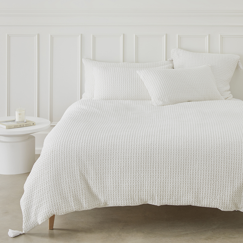 Ren Waffle White Quilt Cover Separates Adairs