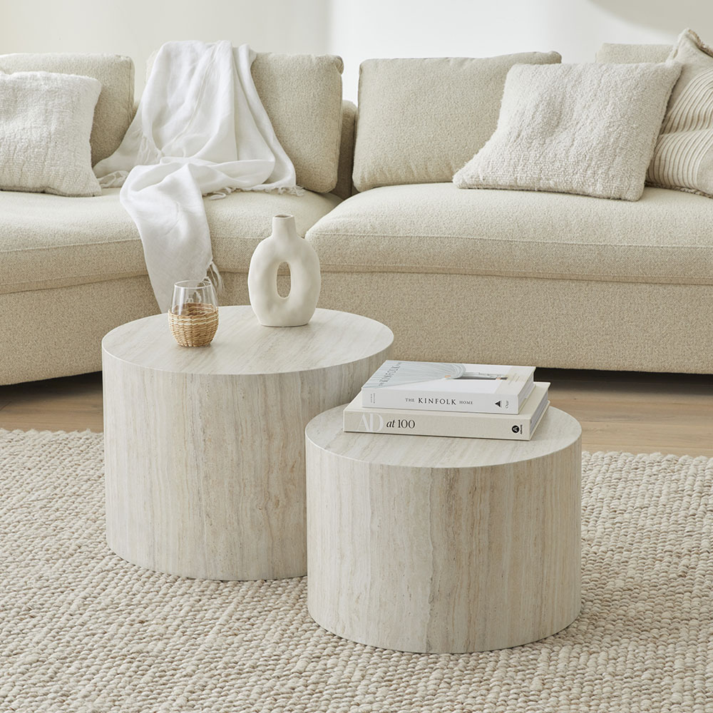 Travertine deals side table