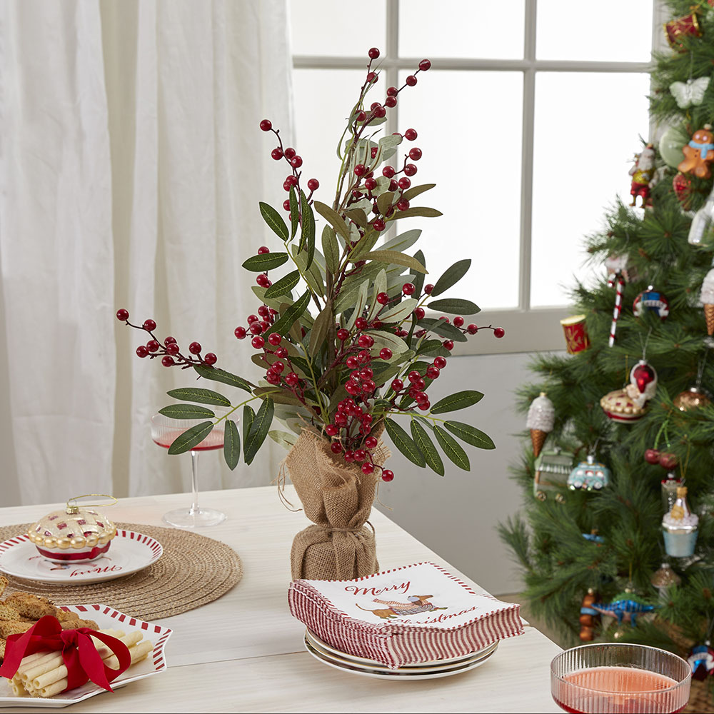 Berry Leaf Red & Green Luxe Tree | Adairs