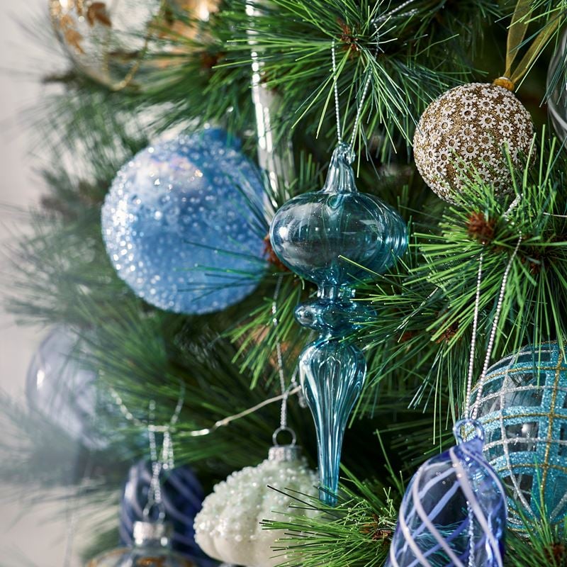 Finial Drop Blue Luxe Ornament | Adairs