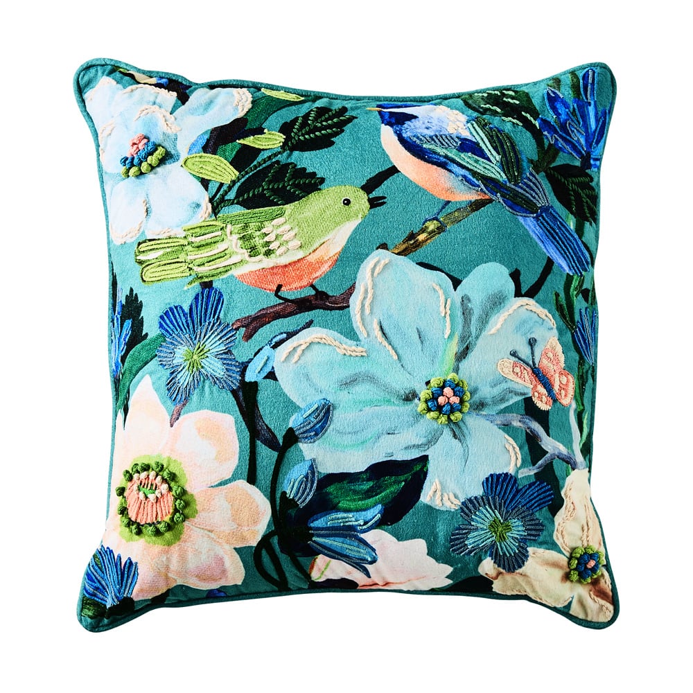 Picardy Blue Velvet Cushion | Adairs