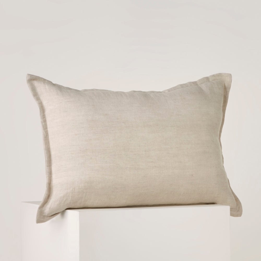 Jamie Linen Natural Long Cotton Cushion | Adairs