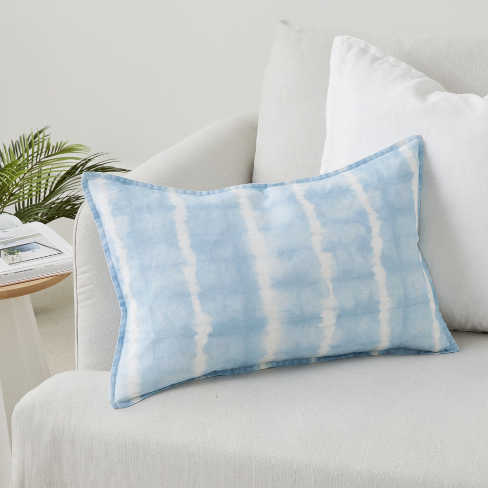 Blue tie dye store pillow