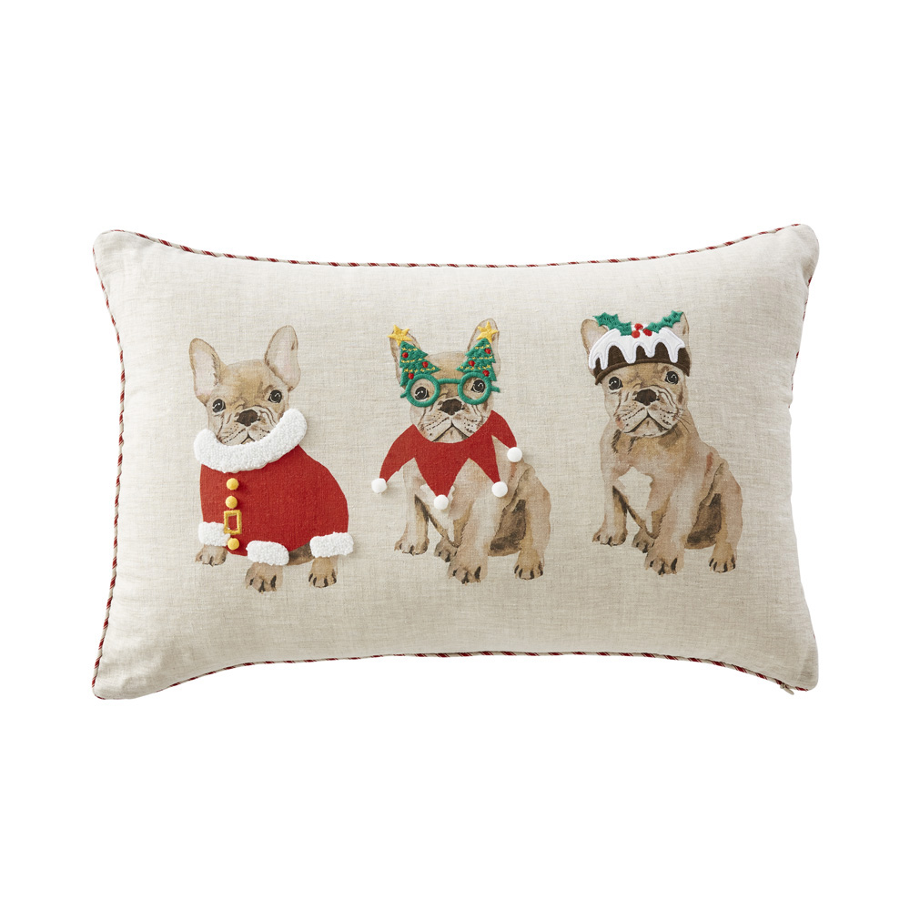 Bulldog store christmas pillow