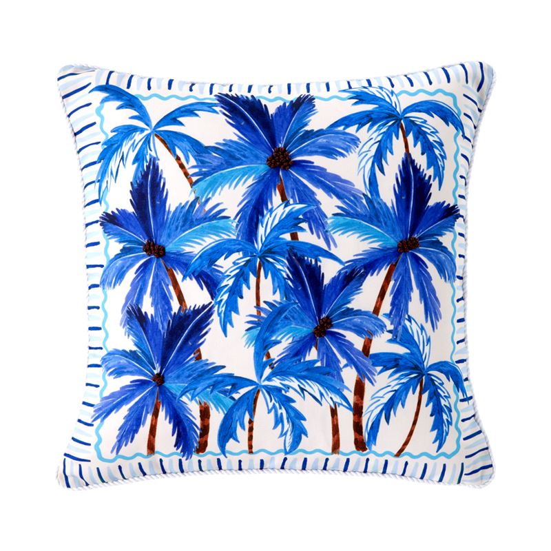 Outdoor Blue Palm Cushion