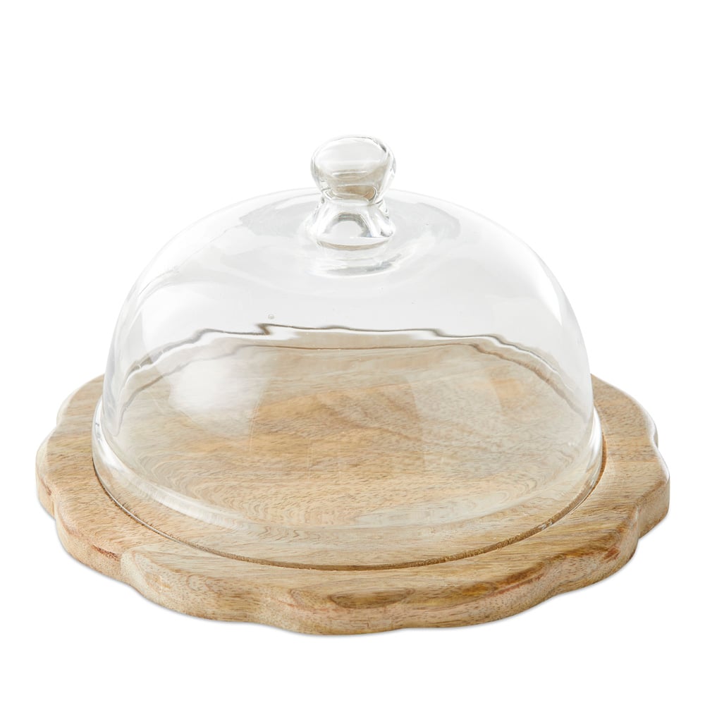 Boston Kitchen Natural Timber Plate & Glass Dome | Adairs