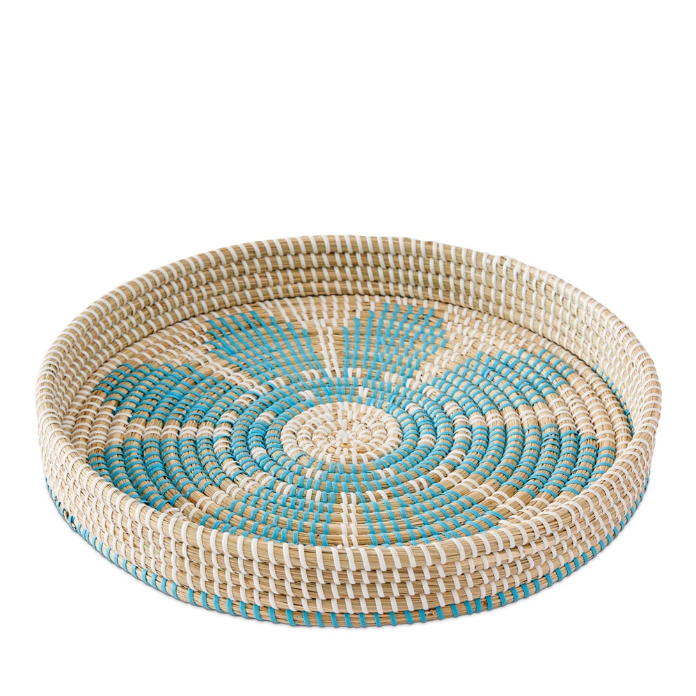 Bahama Blue Flower Round Tray | Adairs