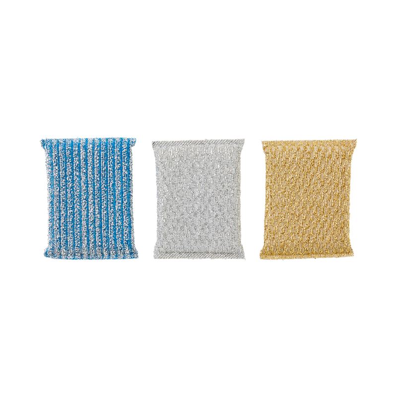 Remi Silver, Gold & Blue Metallic Thread Sponge Pack of 3