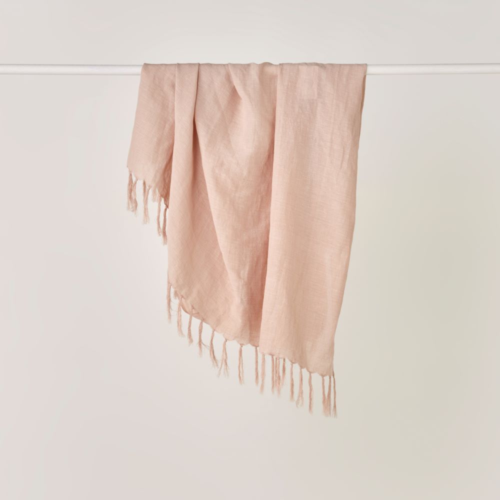 Blush linen throw sale