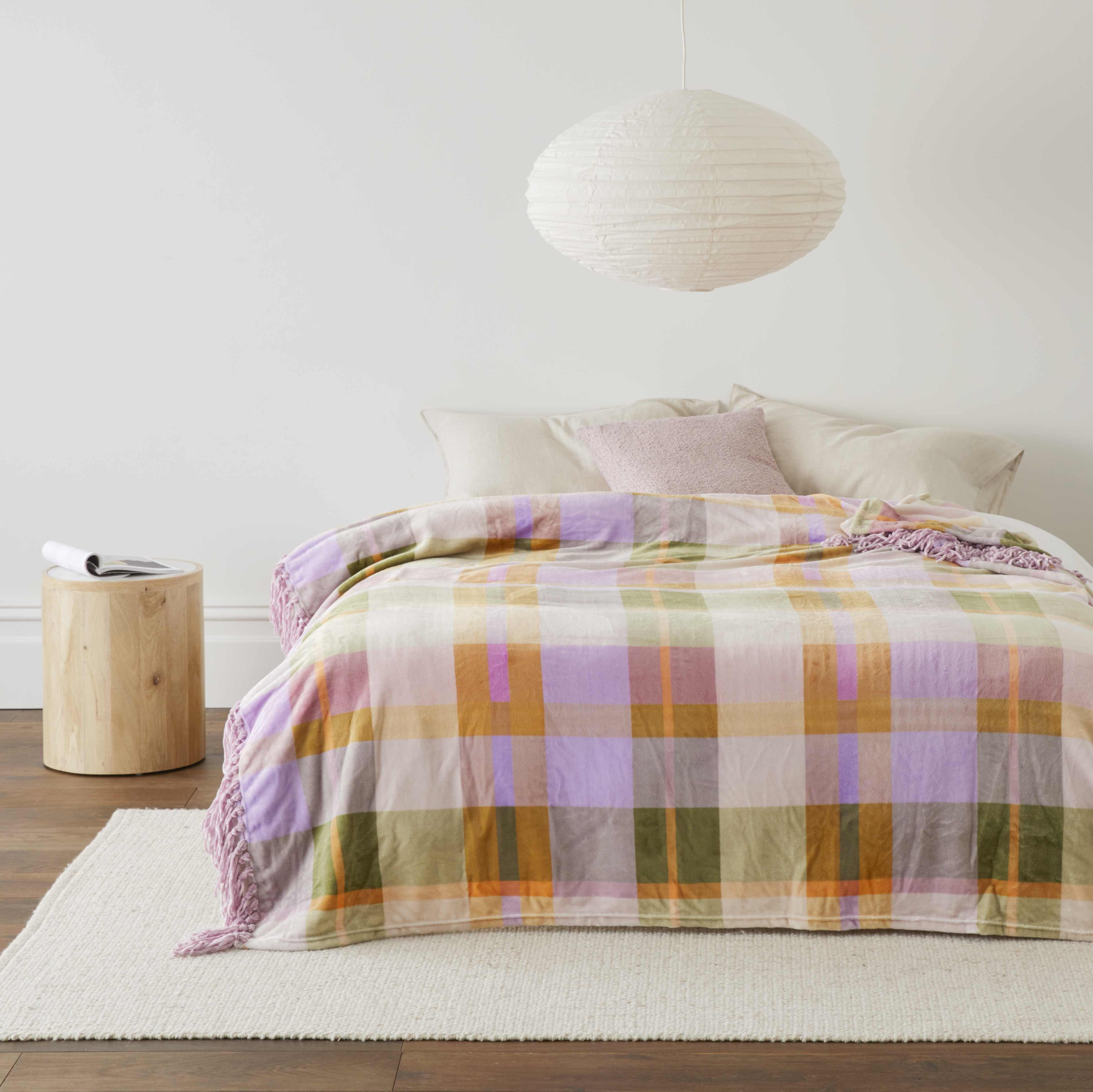 Supersoft Azure Check Blanket | Adairs