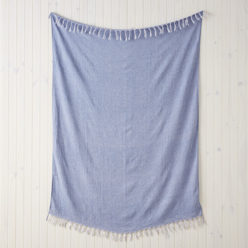 Malmo Arctic Blue Linen Throw Adairs