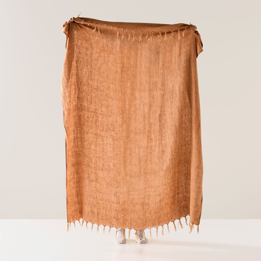 Malmo Chestnut Linen Throw Adairs