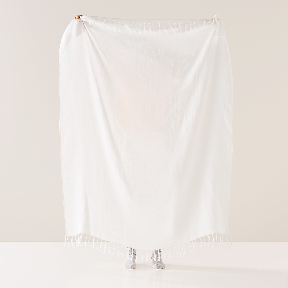 Malmo White Linen Throw | Adairs